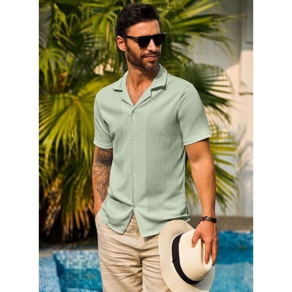 Jmierr Men's Beach‎ Shirt Green Size S (4645) - Picture 4 of 6